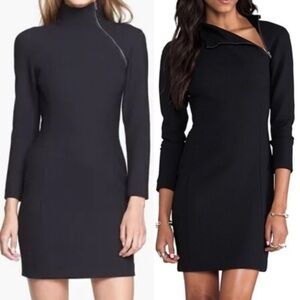 Theory Danella High Neck Edgewood Black Dress Minimalist Classic Sz 6